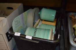 Green Pottery Kitchen Storage Jars, etc.