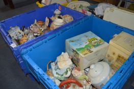Two Boxes Containing a Large Collection Ornamental Teapots