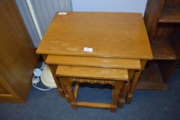 Light Teak Nest of Three Tables