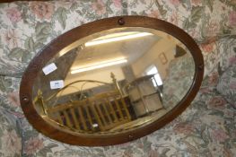 Oak Framed Oval Bevelled Edge Wall Mirror