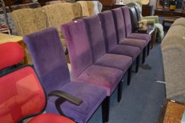 Set of Six Purple Dralon Upholstered Dining Chair