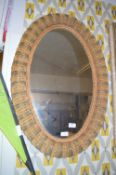 Wicker Framed Oval Wall Mirror