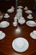 Gilt Rimmed White Pottery 45 Piece Tea and Dinner Service