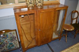 Walnut Veneered Breakfront Display Cabinet
