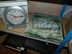 Wall Clock and a Glass Chess Set