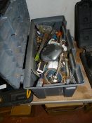 Toolbox Containing Various Plumbing Fittings, Spanners, etc.