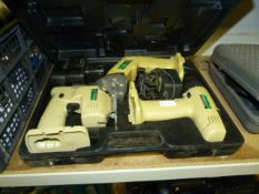 Box Containing a Three Piece Cordless Tool Set