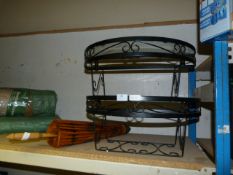 Two Wrought Iron Plant Tables and a Oriental Style Doll