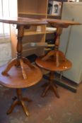 Four Circular Pine Pub Tables