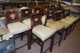 Eleven High Seat Bar Stools with Darkwood Frames and Beige Faux Leather Seats