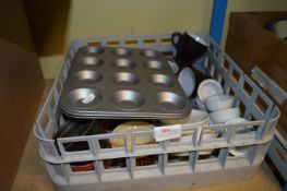 Dishwasher Tray Containing Espresso Cups, Ramekins, Baking Trays, etc.