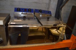 *POlished Chrome Two Basket, Two Compartment Electric Fryer