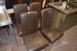 Four High Back Leather Dining Chairs