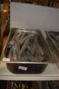 *Stainless Steel Bain Marie Insert Containing Stainless Steel Tongs