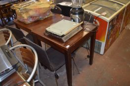 Two Square Dining Table and Four Leather Backed Dining Chairs on Chrome Legs