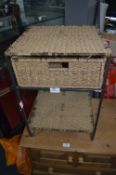 Wicker and Metal Framed Side Cabinet
