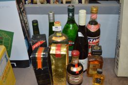 Bottles of Spirits Including; Gordon's Gin, Martini, Cinzano and Bottles of Beer, etc.