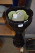 Black Pottery Jardiniere and Plant Pedestal