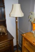 Turned Wood Standard Lamp and Shade