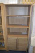 *Light Oak Shelved Wall Unit with Cupboard Doors