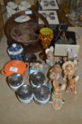 Table Lot; Pendelfin, Royal Worcester, Carved Wood Dish, etc.