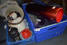 Box Containing Table Lamps,Glass Vases, Wall Clock, Plant Pots, etc.