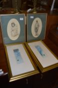 Pair of Framed Ink Drawings and Two Marine Watercolours