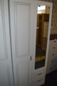 *White Double Wardrobe with Mirrored Door and Two Drawers