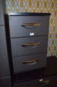 *Grey and Black Three Drawer Side Cabinet with Chrome Handles