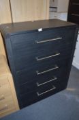 *Black Five Height Chest of Drawers with Chrome Handles