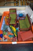 Tray Lot of Collectable Dolls House Furniture, Diecast Vehicles, Toys, etc.