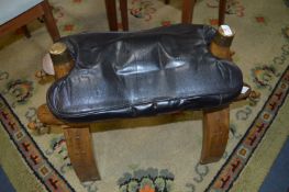 Leather Cushioned Camel Stool