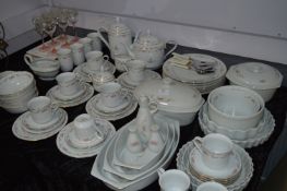 Large Rose Garland Decorated Tea Service and Dinnerware
