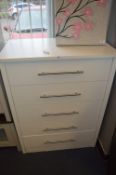 *White Five Height Chest of Drawers with Chrome Handles