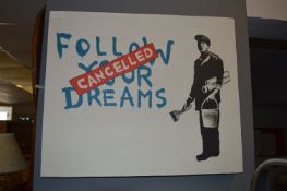 Banksy Style Oil on Canvas 