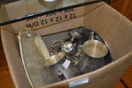 Box of Silver Plated Tea Set, etc.