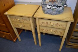 Pair of Two Drawer Painted Side Cabinets