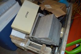 Large Box Containing Toolbox, Carpentry Tools, Chisels, Blow Torch, Wood Stains, etc.