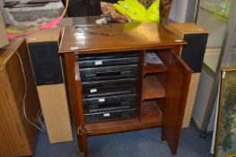 JVC Hifi System: Turntable, CD, Tuner, Speakers and a Tape Deck in Mahogany Cabinet