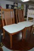 Set of Six Cane Back Teak Dining Chairs