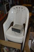 Set of Four White Plastic Garden Chairs