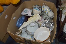 Box Containing Part Teaware, Figurine, Fridge Magnets, Mugs, etc.