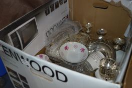 Box Containing Chromeware, Oriental Soup Bowls and Glassware