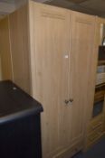 *Light Oak Double Wardrobe with Single Drawer