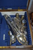 Cutlery Case Containing Silver Plated Cutlery