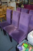 Set of Six Purple Upholstered Highback Dining Chairs