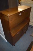 Walnut Veneered Bureau with Cupboard Drawer Under