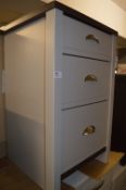 *Grey and Darkwood Three Drawer Side Cabinet