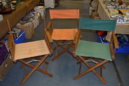 Three Teak Folding Garden Chairs