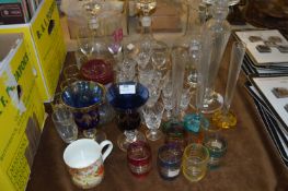 Table Lot; Drinking Glassware, Decanters, Vases, etc.